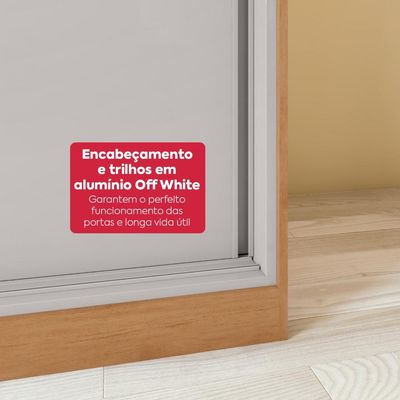 Guarda Roupa Casal 100% MDF 3 Portas Elos com pés Amêndoa/Off White