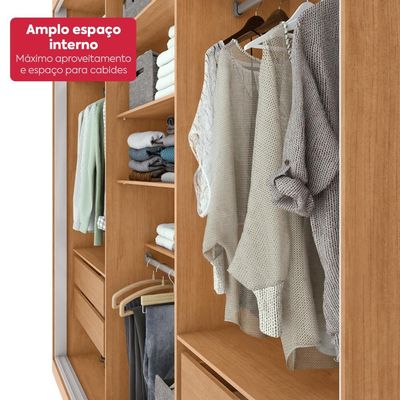 Guarda Roupa Casal 100% MDF 3 Portas Elos com pés Amêndoa/Off White