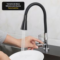 Torneira Cozinha Bancada Silicone Flexível Gourmet Preta Mesa