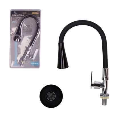 Torneira Cozinha Bancada Silicone Flexível Gourmet Preta Mesa