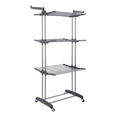 Varal de Chão Vertical 3 Andares Dobrável Inox 48kg com Rodinhas