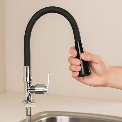 Torneira Cozinha Bancada Silicone Flexível Gourmet Preta Mesa