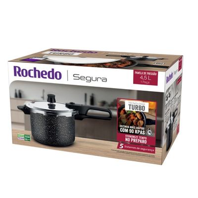 Panela de Pressão Fechamento Externo 4,5 Litros Segura Stone Pro Rochedo Grafite