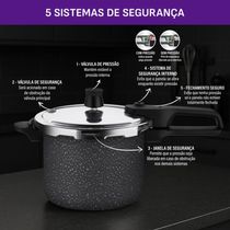 Panela de Pressão Fechamento Externo 4,5 Litros Segura Stone Pro Rochedo