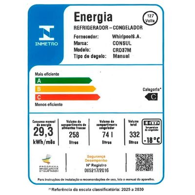 Geladeira CRD37MB 332 Litros Cycle Defrost Consul Branco / 220V