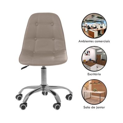 Cadeira Office Eiffel Botonê Ajustável Base Giratória Bege