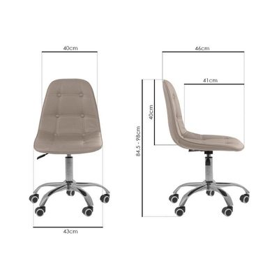 Cadeira Office Eiffel Botonê Ajustável Base Giratória Bege