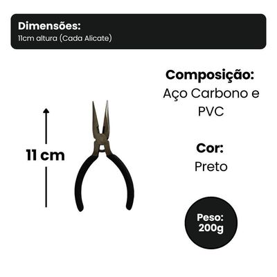 Jogo 3 Mini Alicates 4,5'' - Preta