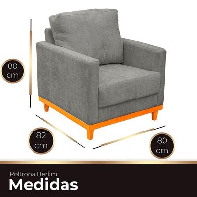 Poltrona Berlim Tecido Impermeável Cinza Ateliê do Conforto
