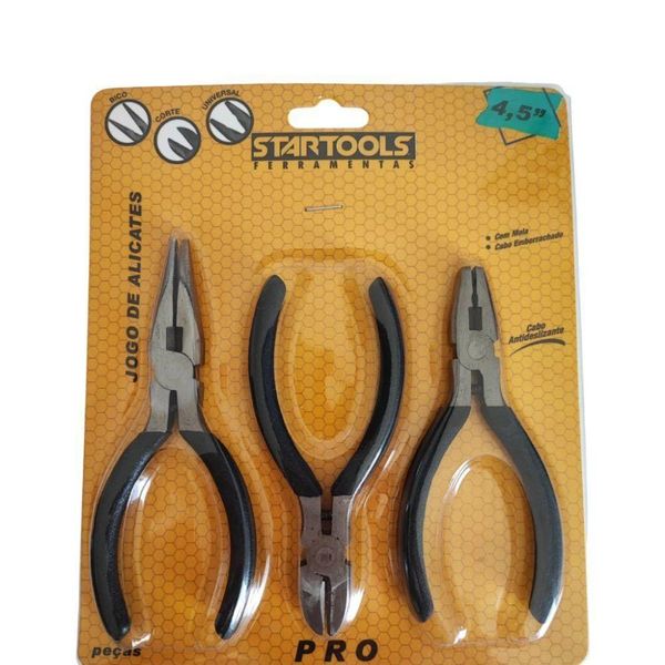 Jogo 3 Mini Alicates 4,5'' - Preta