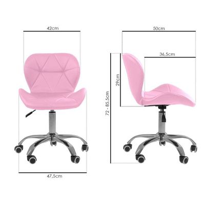 Cadeira Office Eiffel Slim Com Base Giratória E Ajustável Rosa