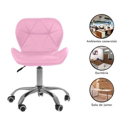 Cadeira Office Eiffel Slim Com Base Giratória E Ajustável Rosa