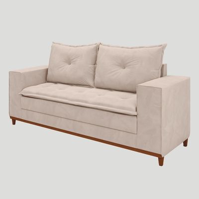 Sofá Fixo 5 Lugares Dunas 2,20m Veludo Creme
