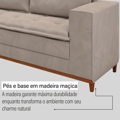 Sofá Fixo 5 Lugares Dunas 2,20m Veludo Bege