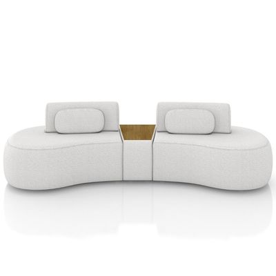 Sofá 4 Lugares 285cm Orgânico Com Mesa Mellanie Boucle Cru Z32 - Mpozenato