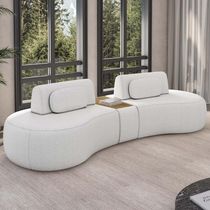 Sofá 4 Lugares 285cm Orgânico Com Mesa Mellanie Boucle Cru Z32 - Mpozenato