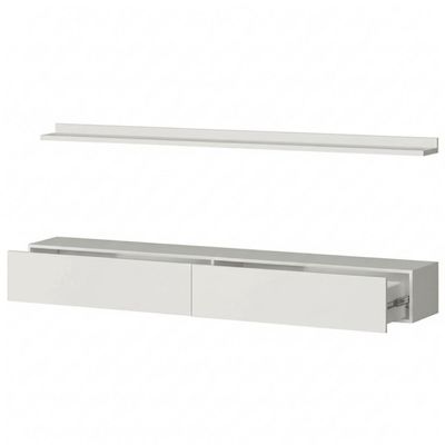Bancada Suspensa E Prateleira 197cm Slat Z49 Branco - Mpozenato