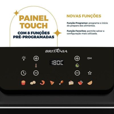 Air Fryer Oven Britânia 11L 8 Funções 1800W BAF11A 220V