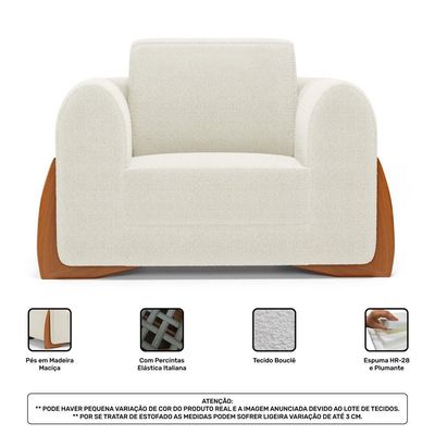 Kit 02 Poltronas Decorativas Bloom Para Sala De Estar Bouclê Off White Abmaza