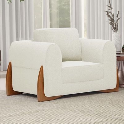 Kit 02 Poltronas Decorativas Bloom Para Sala De Estar Bouclê Off White Abmaza