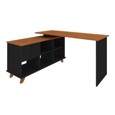 Escrivaninha Gold 2 Gavetas 2 Prateleiras Freijó/preto Artany