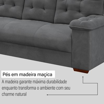 Conjunto Sofá 3 E 2 Lugares Irlanda Veludo Cinza