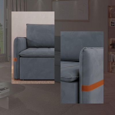 Sofá Cama Retrátil 4 Lugares Bárbara 2,60m Veludo Cinza