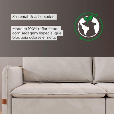 Sofá Cama Retrátil 3 Lugares Bárbara 1,80m Veludo Creme