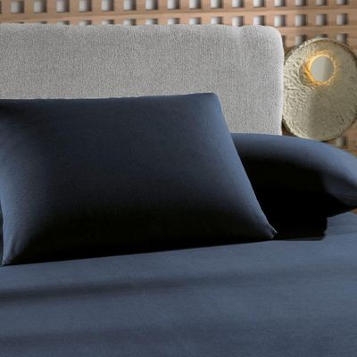 Jogo De Cama Altenburg Solteiro Malha Fio Penteado Azul Minimal