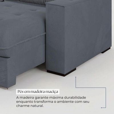 Sofá Retrátil Reclinável 5 Lugares Mônaco 2,76m Veludo Creme