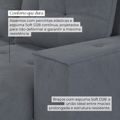 Sofá Retrátil Reclinável 5 Lugares Mônaco 2,76m Veludo Creme