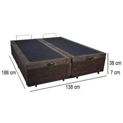 Cama Box Baú Casal Bipartido Suede Mega Cama Marrom 138x188x45cm