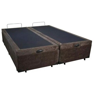 Cama Box Baú Casal Bipartido Suede Mega Cama Marrom 138x188x45cm