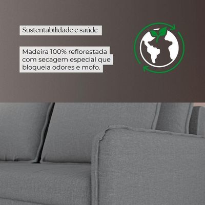 Sofá Cama Retrátil 3 Lugares Veneza 1,56m Linho Cinza