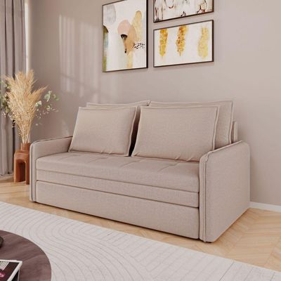 Sofá Cama Retrátil 3 Lugares Veneza 1,56m Linho Creme
