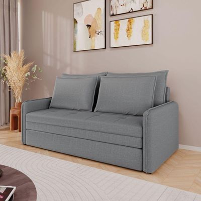 Sofá Cama Retrátil 3 Lugares Veneza 1,56m Linho Cinza