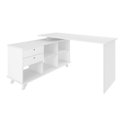 Escrivaninha Gold 2 Gavetas 2 Prateleiras Branco Artany