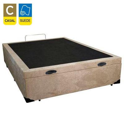 Cama Box Baú Casal Suede Mega Cama Bege 138x188x45cm