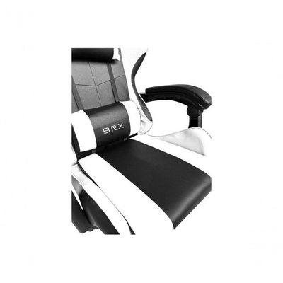 Cadeira Gamer Impact BR-X em Tecido com Encosto Reclinável e Apoio de Braços Ajustável Branco