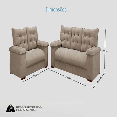 Sofá Cama Retrátil 4 Lugares Bárbara 2,60m Veludo Cinza