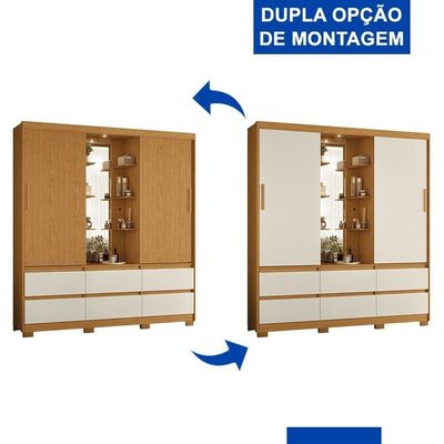 Guarda Roupa Solteiro Atena 2 Portas 6 Gavetas Flex Cinamomo-off White Com Led – Móveis Albatroz