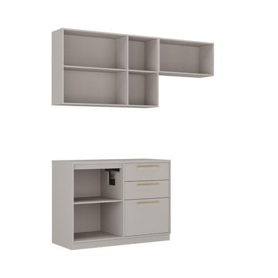 Armário De Cozinha Itatiaia Compacta 200cm Essence Fendi E Gris