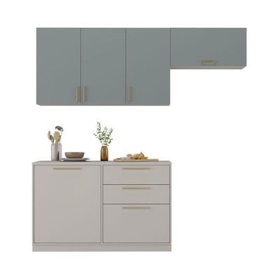 Armário De Cozinha Itatiaia Compacta 200cm Essence Fendi E Gris