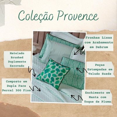 Kit Cobre Leito Provence Percal 300 Fios Toque De Pluma Dupla Face Com Almofada King 06 Peças, Verde