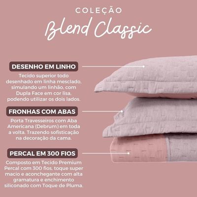 Kit Cobre Leito Colcha Solteiro Percal 300 Fios Dupla Face Linho Mesclado Com Fronha 02 Peças, Rosê