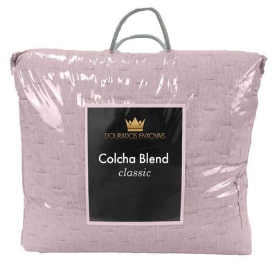 Kit Cobre Leito Colcha Solteiro Percal 300 Fios Dupla Face Linho Mesclado Com Fronha 02 Peças, Rosê