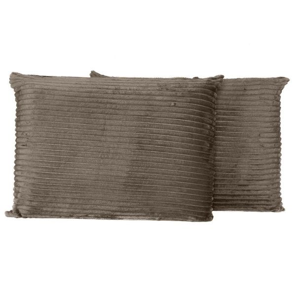 Par De Fronhas Em Manta Canelada 70cm X 50cm - Porta Travesseiro Mantinha Microfibra Cor Caqui
