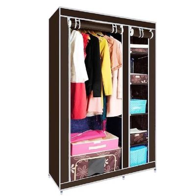 Guarda Roupa Cabideiro Organizador Portatil 4 Prateleiras Compacto Marrom