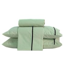 Jogo De Cama Lençol Queen Milano Liso Com Fronhas Viés 04 Peças - Percal Algodão 200 Fios Cor Verde