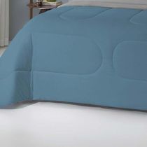 Edredom Liverpool Casal Padrão 1 Peça Dupla Face Fio 30/1 Penteado 100% Algodão Azul Cobalto/cinza